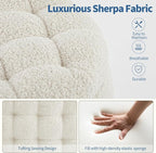 Furniliving Modern Round Storage Ottoman, Button Tufted Ottoman Footstool - Image 8