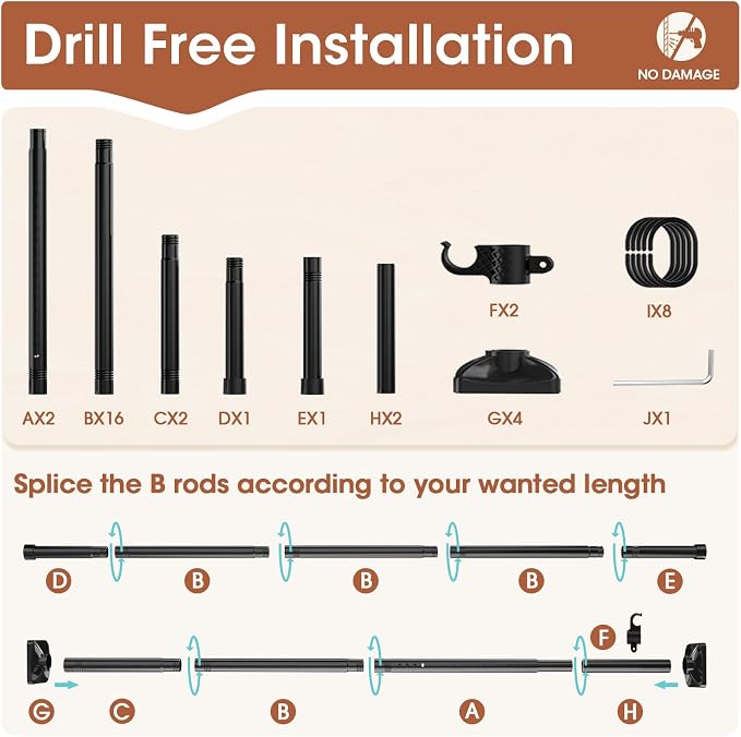 SUNALLY Room Divider Curtain Rod, No Drilling Room Separator - Image 6