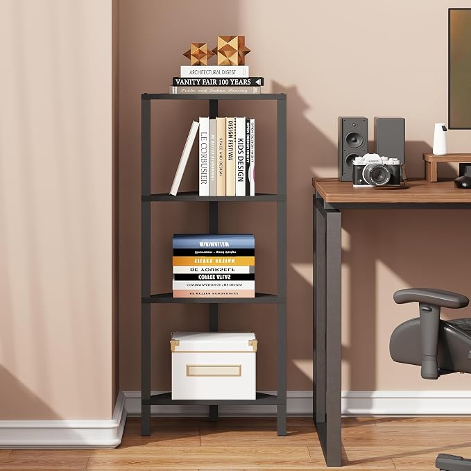 TUTOTAK Corner Shelf, 4-Tier Corner Bookshelf - Image 4