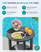 SERWALL Round Outdoor Side Table, HDPE Small Adirondack End Table, 2-Tier Patio - Image 4