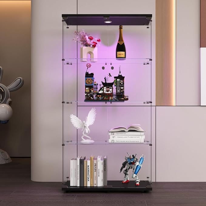 FLYMUHJIA 4-Shelf Tempered Glass Display Cabinet - Image 2