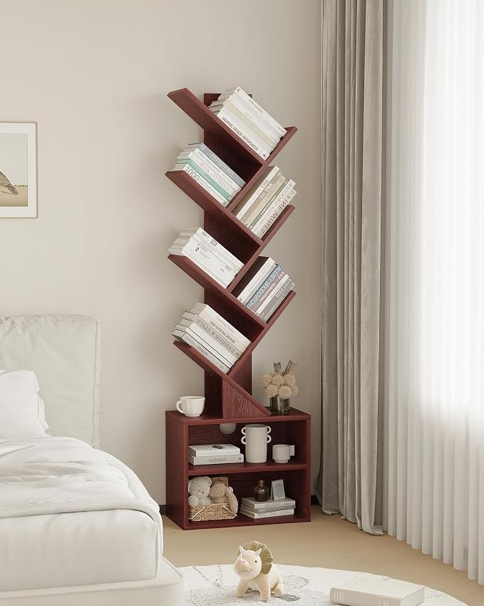 SUNMORY 6 Tier Tree Bookshelf, Tall Bookcase - Image 5