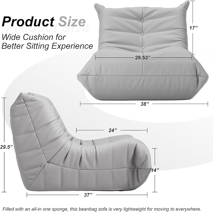 Hobestluk Giant Bean Bag Chair Lazy Floor Sofa, Memory Foam Fireside Sofa - Image 2