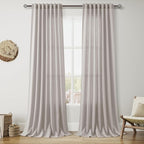 Stone Grey Linen Curtains 102 Inches Long by Nanspring