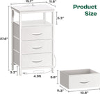 Huuger Night Stand with Charger Station and LED Lights, 3 Drawer Nightstand - Image 3