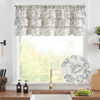 jinchan Ruffled Floral Valance Gray Shabby Chic Small Window Curtain 18 Inch - Image 2