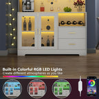 Bar Cabinet for Home with LED Light, Coffee Bar Cabinet with Wine & Glass Rack - Image 6