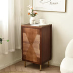 eHemco Modern End Table with Storage, Two-Toned Ribbed Parquet Design, Antique - Image 2