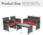 Goplus 4-Piece Rattan Patio Furniture Set, Outdoor Wicker Conversation Sofa - Image 7
