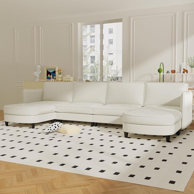 Ball & Cast 141.5" Large 6-Seater U-Shaped Sectional Sofa Bed - Image 4