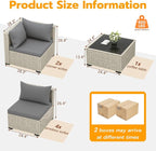 UDPATIO Outdoor Patio Furniture Set, 7-Piece PE Wicker Sectional Sofa - Image 7