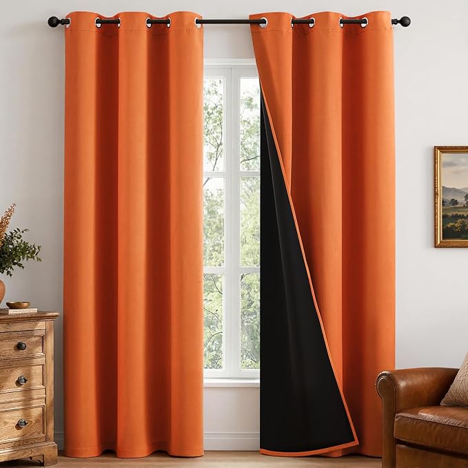 MIULEE Fall Orange 100% Blackout Curtains by MIULEE