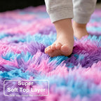 Amdrebio Pink Blue Purple Small Round Circle Rug 3Ft - Image 4