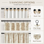 Blackout Vintage Floral Linen Curtains Taupe on Beige 50×96 2 Panels | Elisa - Image 8