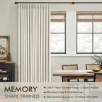 MIULEE Linen Pinch Pleated 100% Blackout Linen Curtains 40x84 Inches | Room - Image 3