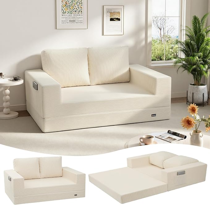 COMAX Convertible Sofa Bed Queen, Folding Fold Out Couch Bed, Floor Futon Couch by COMAX