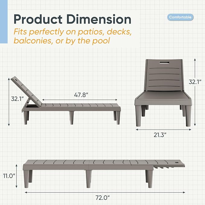 Greesum Outdoor Chaise Lounge Chairs Set of 2 - Image 3