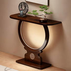 Wood Console Table for Entryway or Living Room, Circle Design by YKLYTBD
