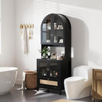 TYBOATLE 75'' Tall Arched Cabinet w/Accessible Storage Area, China Cabinet - Image 9