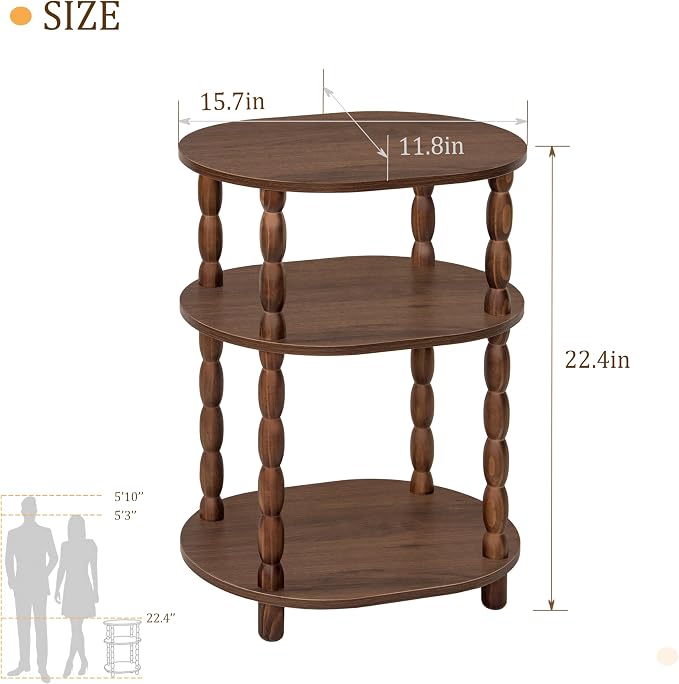 MaxSmeo Small Side Table, 3-Tier Small End Table, Modern Oval Night Stand - Image 3