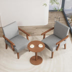 Accent Chairs Set of 2 with Round Side Table, Soft Fabric Upholstered Armchair - Image 4