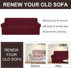 U-NICE HOME Loveseat Cover Stretch Couch Cover Sofa Slipcover, Burgundy | 2 - Image 5