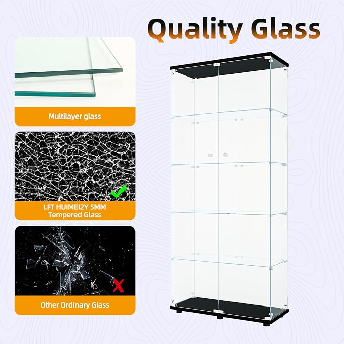 LFT HUIMEI2Y Glass Display Cabinet 5-Shelf - Image 4