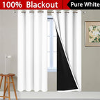 Yakamok Pure White 100% Blackout Curtains 72 Inches Long 52" Wide 2 Panel | - Image 2
