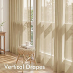 MIULEE Beige Sheer Curtains 108 Inches Long 4 Panels 54 x 108 Inches | Light - Image 5