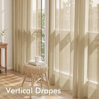 MIULEE Beige Sheer Curtains 96 Inches Long 4 Panels 42 x 96 Inches | Light - Image 5