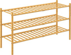 ROMGUAR CRAFT 3-Tier Bamboo Long Shoe Rack, Free Standing Wood Shoe Shelf - Image 7