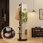 WoodsWhisper Full Length Mirror Coat Rack Solid Wood Floor Mirror 66"x12" Full - Image 2