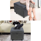 H&B Luxuries Tufted Leather Square Flip Top Storage Ottoman Cube Foot Rest - Image 7