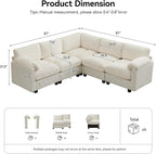 87'' V-Shaped Sectional Sofa Couch, 5-Seater Modular Couches - Image 2