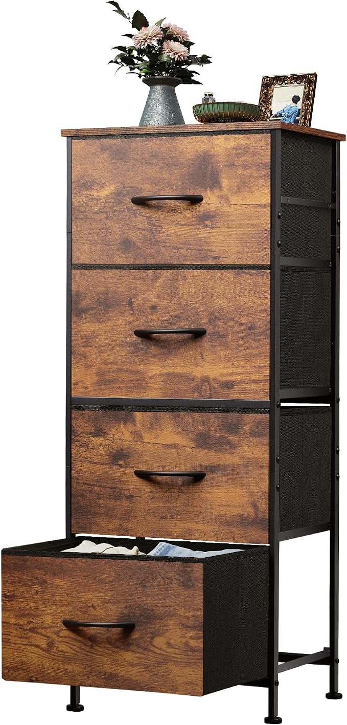WLIVE Dresser with 4 Drawers, Fabric Storage Tower, Organizer Unit by WLIVE