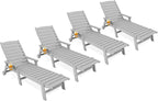 KINGYES HDPE Lounge Chair Outdoor Set of 4, Patio Chaise Lounge Recliner by KINGYES