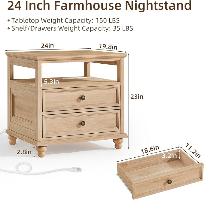 Joaxswe Farmhouse Nightstand Set of 2 - Image 2