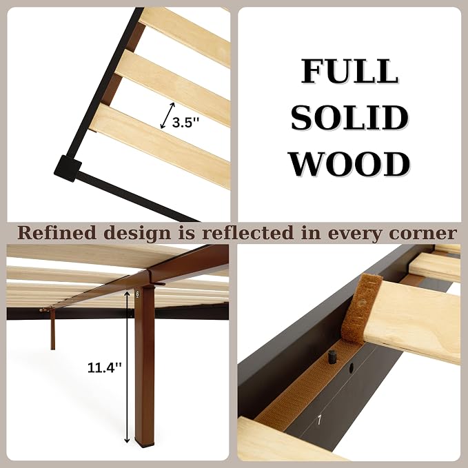 Bme Dinkee Queen Platform Bed Frame Wood 15 Inch - Image 7