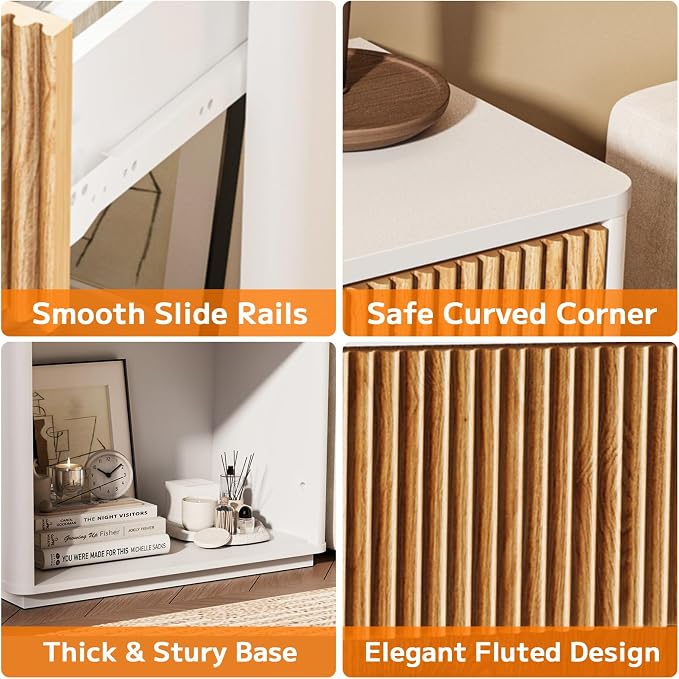 Modern Fluted Nightstand Set of 2 - Image 8