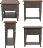 Sunset Trading Dakota 4PC Wood w Drawers, Storage Shelves, Distressed Brown and - Image 3