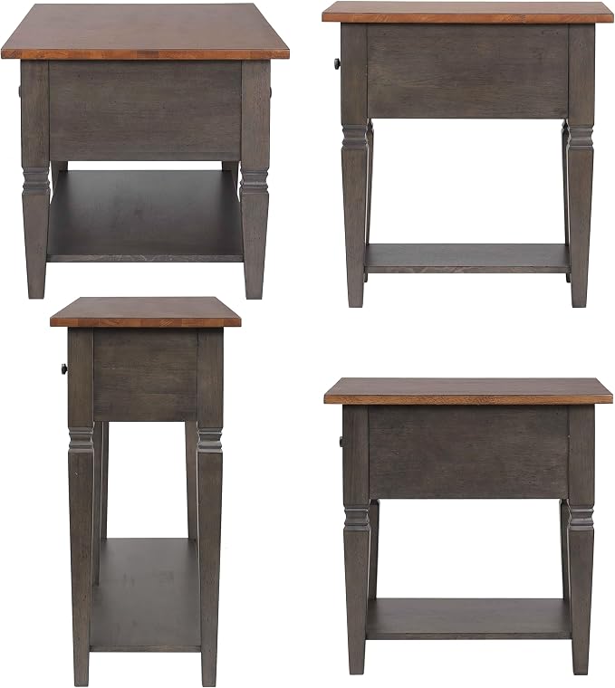 Sunset Trading Dakota 4PC Wood w Drawers, Storage Shelves, Distressed Brown and - Image 3
