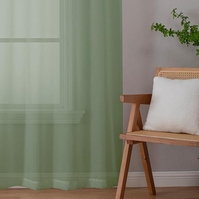 Short Sheer Curtains 30 Inches 2 Panels Set, Kitchen Tiers Light Filtering Rod by OWENIE