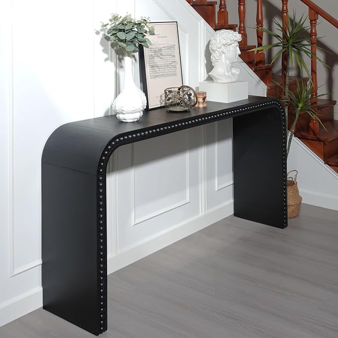 59" Wood Black Console Table - Image 4