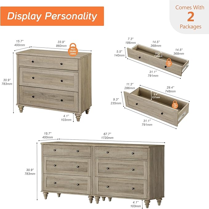WAMPAT Farmhouse Nightstand - Image 3