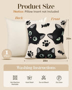 Embroidered Throw Pillow Cover 20x20 Inch, Cat Bone | Decorative Pillow Cover - Image 4