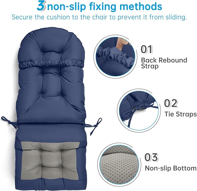 Adirondack Chair Cushion Tufted Waterproof Outdoor Rocking Chair Cushions - Image 3