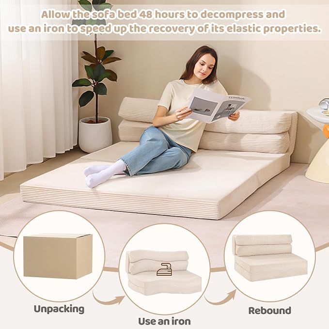 JUIKURY Folding Sofa Bed, Convertible Sleeper Chair - Image 9