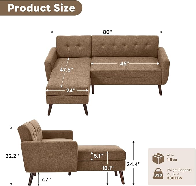 Tbfit L Shaped Couch Sofa, 3 Seater Sofas - Image 2
