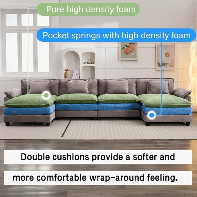 Oprisen 154" Modular Sectional Sofa, Comfy Cloud Couch Sectional Sofa - Image 3