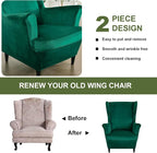 HAOYONG Velvet Wingback Armchair Covers 2-Piece Elastic Stretch Wingback Chair - Image 7